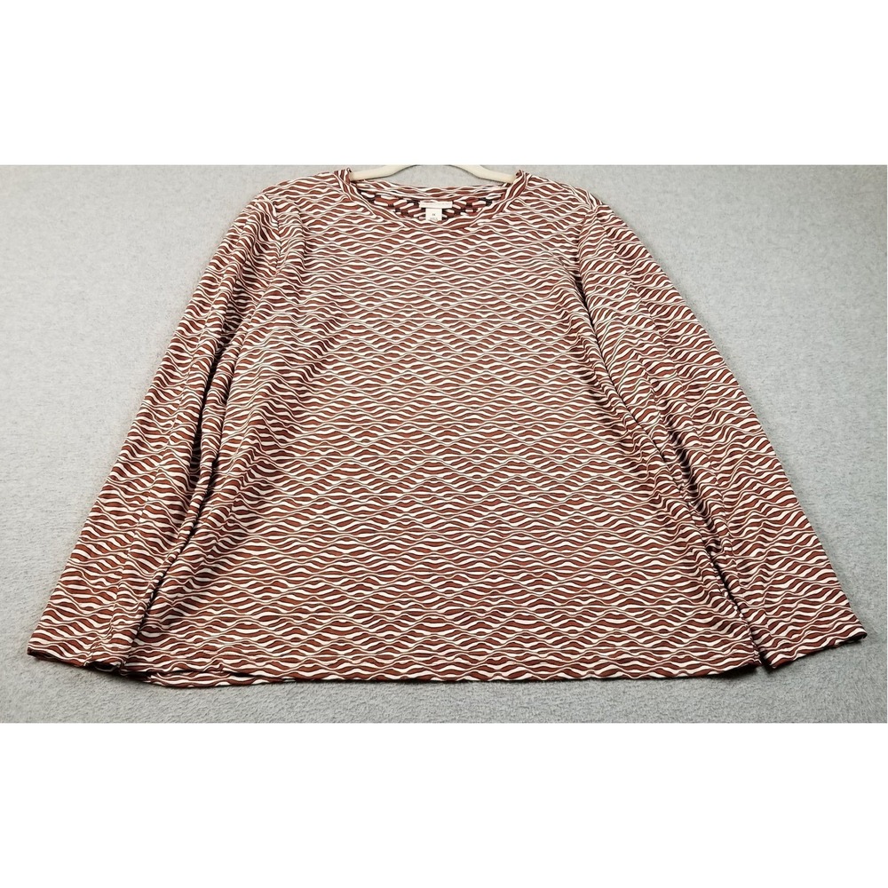 Ava & Viv Top Women's 1X Plus Wavy Geometric Long Sleeves Knit Blouse Stretch